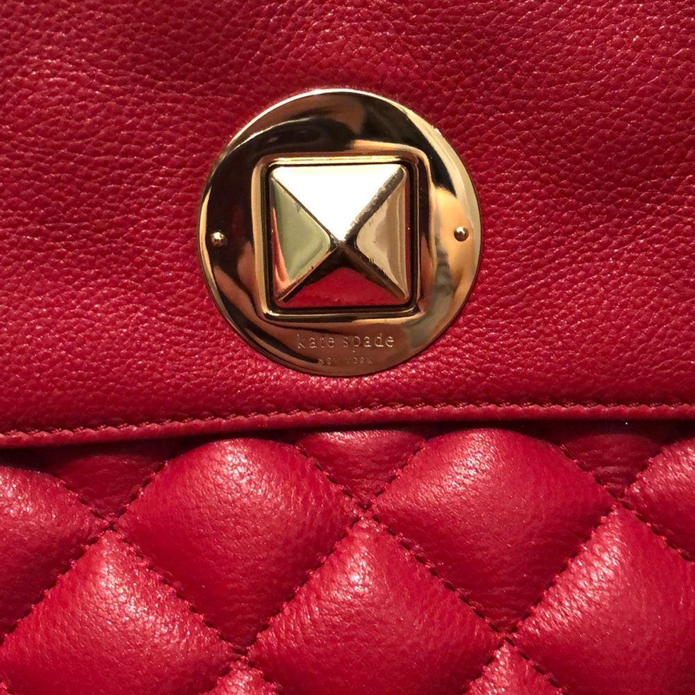 Kate Spade leather, quilted red purse - Picture 6 of 8